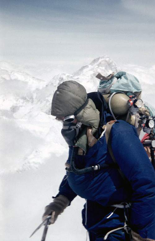 Hillary subiendo desde el Collado Sur del Everest