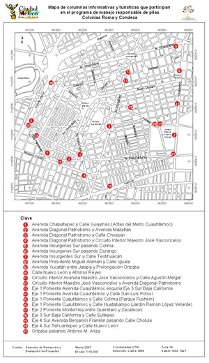 Mapa de ubicaciÃ³n de los diferentes depÃ³sitos para pilas usadas