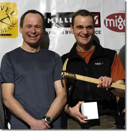 Marko Prezelj y Boris Lorencic en le ceremonia del Piolet de Oro del 2007