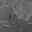 Lugares donde quedaron las diferentes partes de la sona espacial que depositó al Curiosity en Marte. Foto: NASA