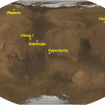 Donde están las diferentes estaciones depositadas en Marte. Nótese que el Curiosity está cerca de la línea del Ecuador. Imagen: NASA.