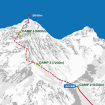 Ruta planeada por Kuriki para ascender por la arista oeste del Everest. Foto cortesía de su sitio web